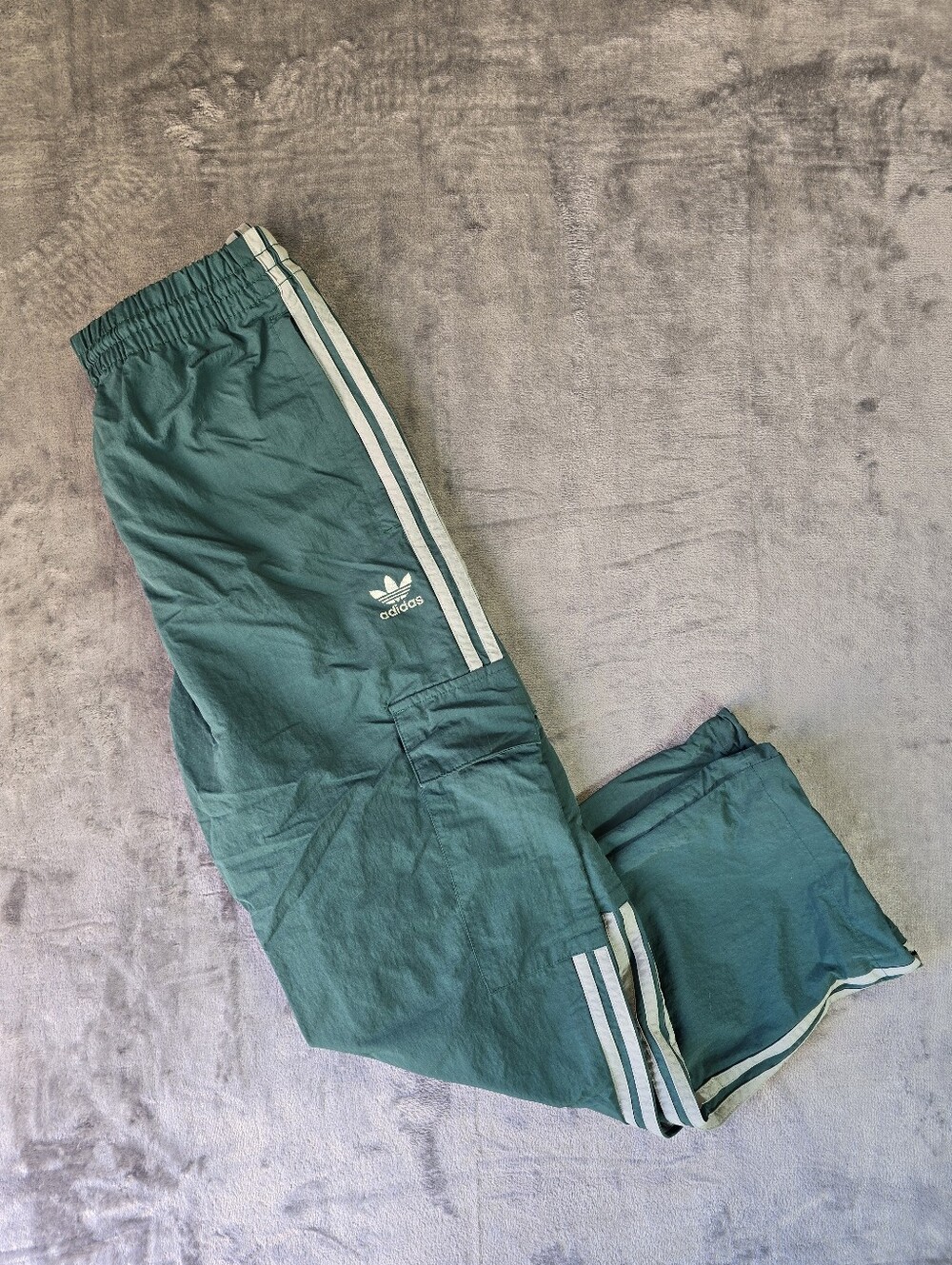 adidas Green Cargo Pants with White Stripes